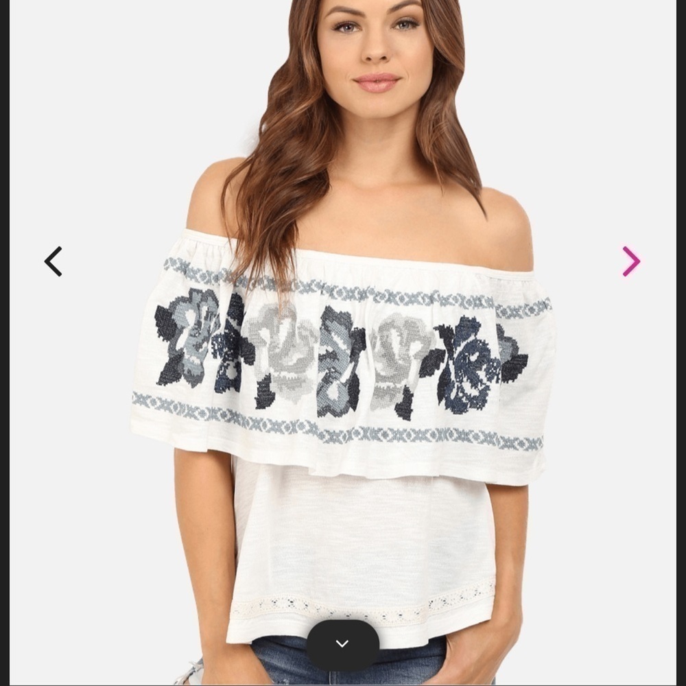 Free people embroidered to the left top